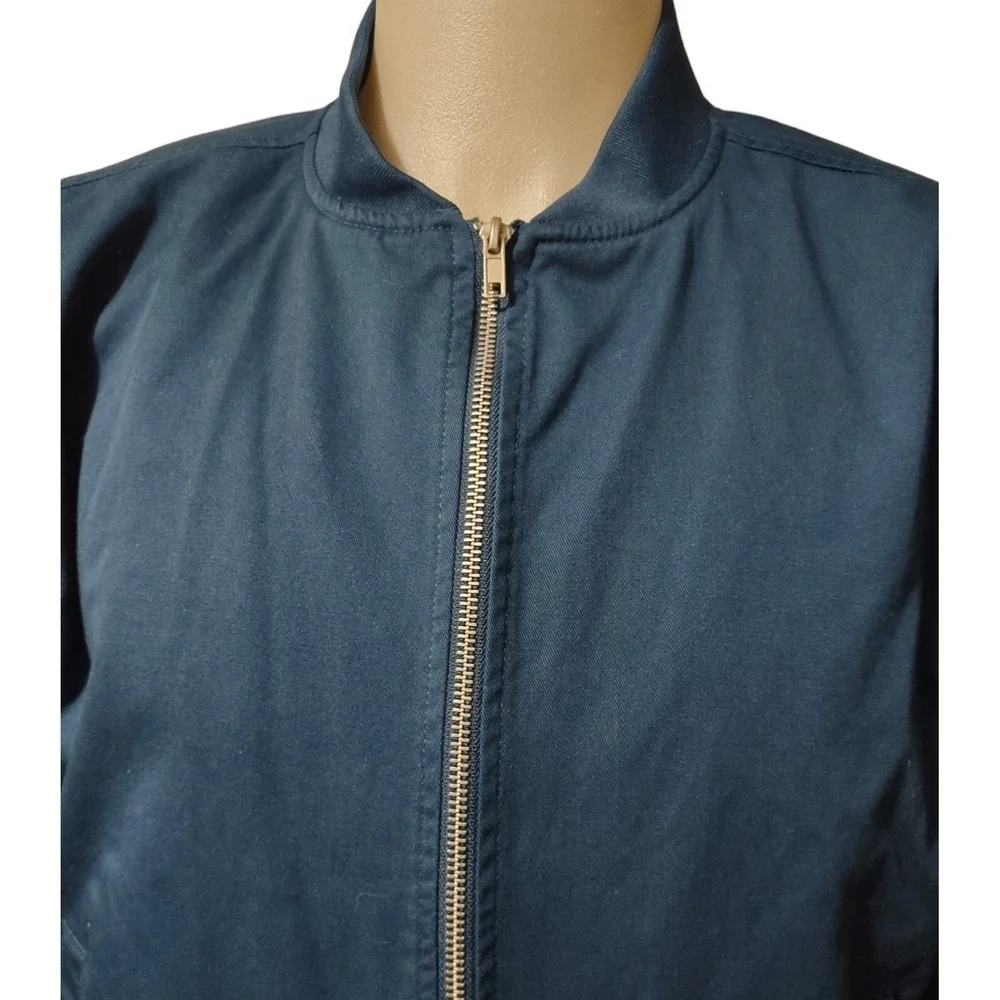 Line Of Trade Bomber Jacket Medium  Men's Lightweight Pockets Blue Full Zip Coat